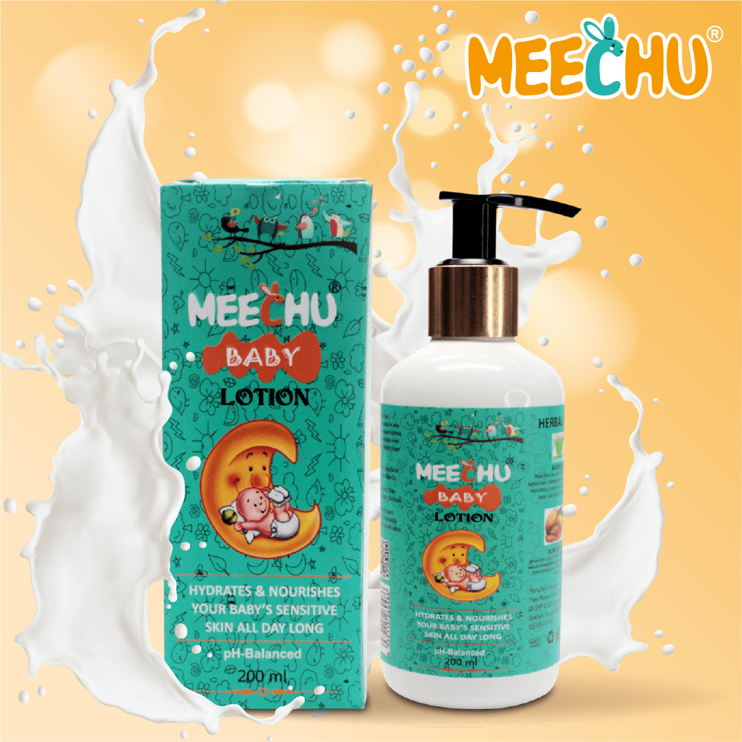 Meechu Premium Baby Moisturizing Lotion 200ml | Enriched with Shea Butter, Cocoa Butter, Coconut Oil & Aloe Vera - Meechu